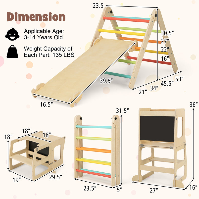 7-in-1 Toddler Climbing Toy Connected Table and Chair Set for Boys and Girls Aged 3-14 Years Old-Multicolor