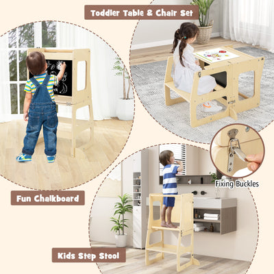 7-in-1 Toddler Climbing Toy Connected Table and Chair Set for Boys and Girls Aged 3-14 Years Old-Multicolor