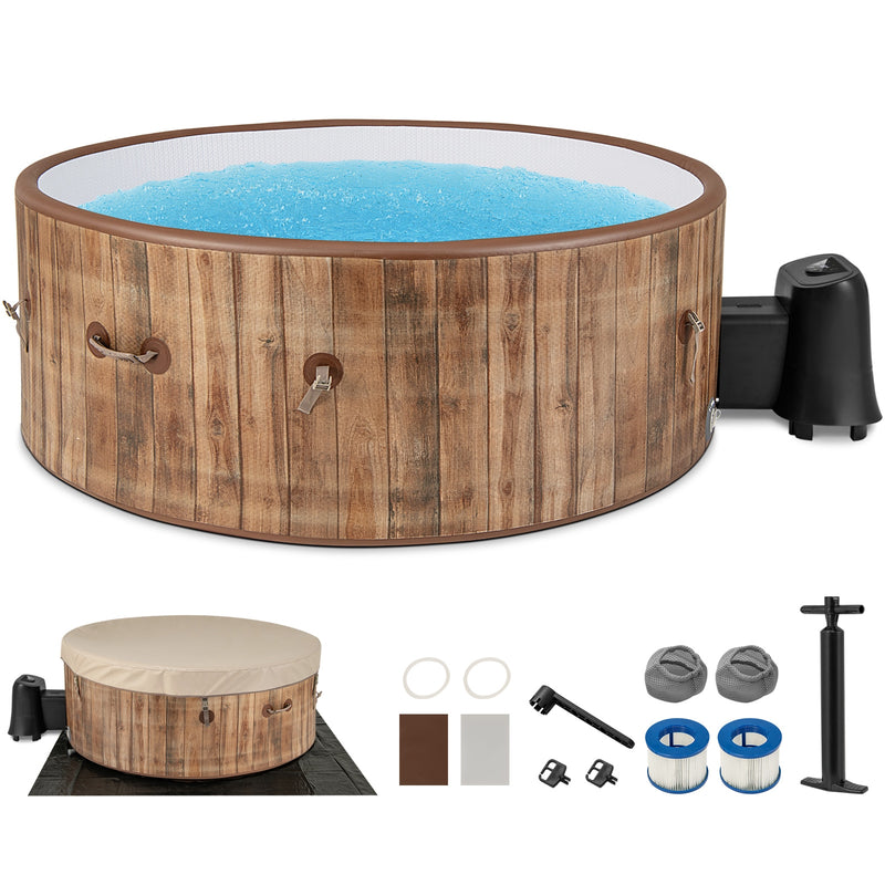 72 Inches Inflatable Hot Tub SPA with 120 Air Jets Electric Heater Pump for 4-6 Person-Coffee