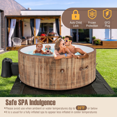 72 Inches Inflatable Hot Tub SPA with 120 Air Jets Electric Heater Pump for 4-6 Person-Coffee