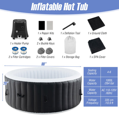 70/80 Inches Round SPA Pool Hottub with 110/130 Air Jets Electric Heater Pump-L