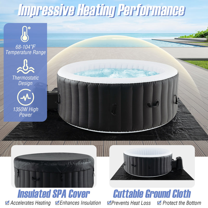 70/80 Inches Round SPA Pool Hottub with 110/130 Air Jets Electric Heater Pump-S