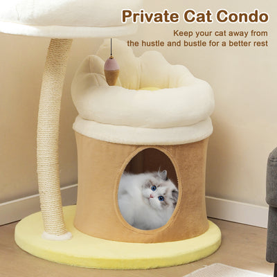 Cat Tree Small Cat Tower with 2 Removable and Washable Perches-White