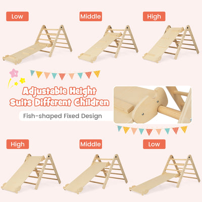 3-in-1 Triangular Climbing Toys for Toddlers-Natural