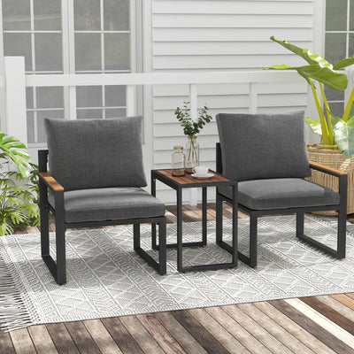 5 Pieces Aluminum Frame Weatherproof Outdoor Conversation Set with Soft Cushions-Gray