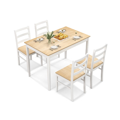 5-Piece Wooden Dining Set with Rectangular Table and 4 Chairs-Natural