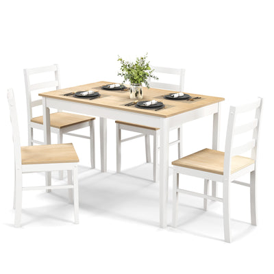 5-Piece Wooden Dining Set with Rectangular Table and 4 Chairs-Natural