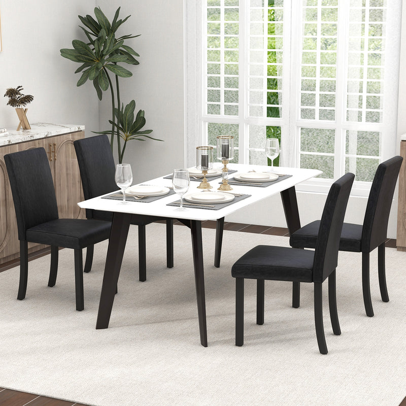 Dining Chair Set of 4 Upholstered Kitchen Dinette Chairs with Wood Frame-Black