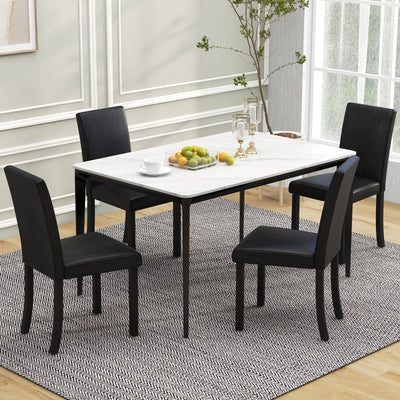 Dining Chair Set of 4 Upholstered Kitchen Dinette Chairs with Wood Frame-Black