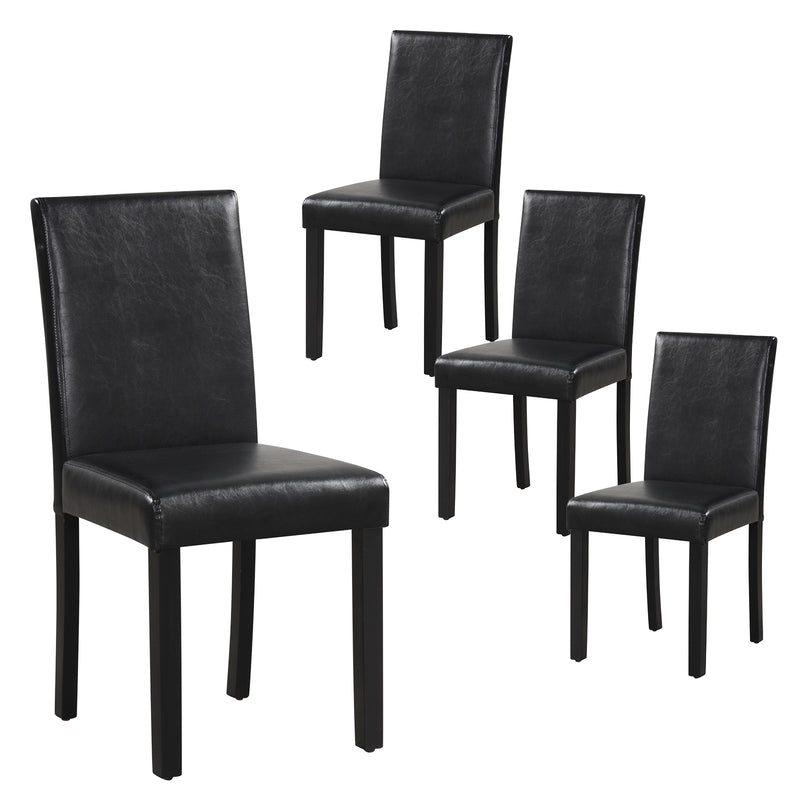 Dining Chair Set of 4 Upholstered Kitchen Dinette Chairs with Wood Frame-Black