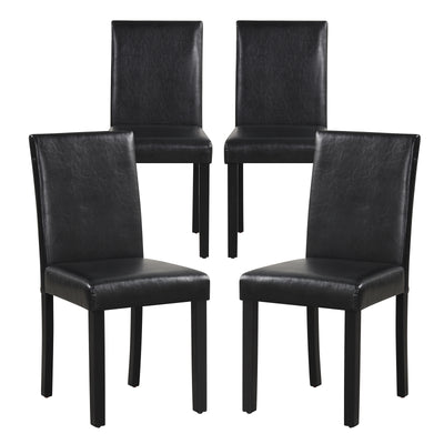 Dining Chair Set of 4 Upholstered Kitchen Dinette Chairs with Wood Frame-Black