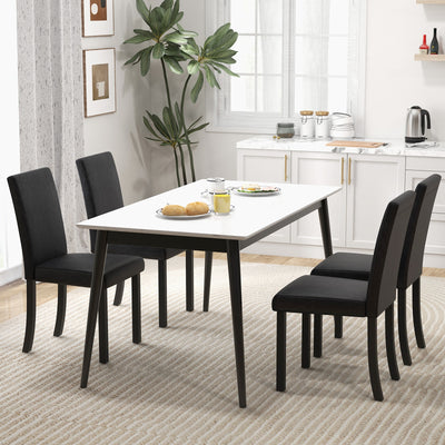 Dining Chair Set of 4 Upholstered Kitchen Dinette Chairs with Wood Frame-Black