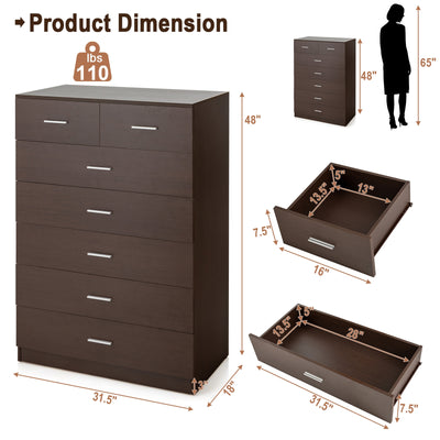 Wooden Chest of Drawers with Anti-toppling Device and Metal Handles