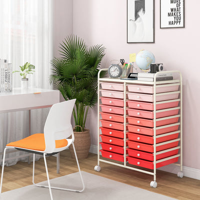 20 Drawers Rolling Storage Cart Studio Organizer-Pink