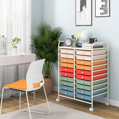 20 Drawers Rolling Storage Cart Studio Organizer-Deep Multicolor