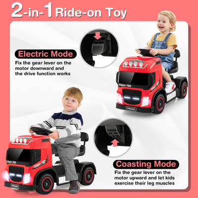 6V Kids Electric Ride-on Truck with Height Adjustable Seat-Red