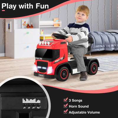 6V Kids Electric Ride-on Truck with Height Adjustable Seat-Red