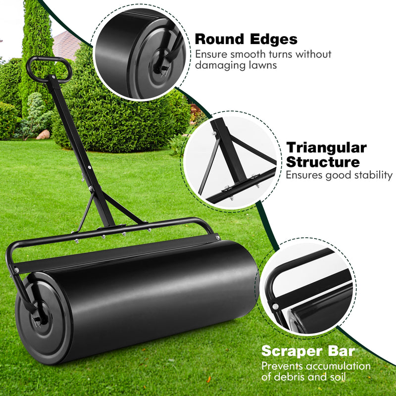 39 Inch Wide Push/Tow Lawn Roller-Black