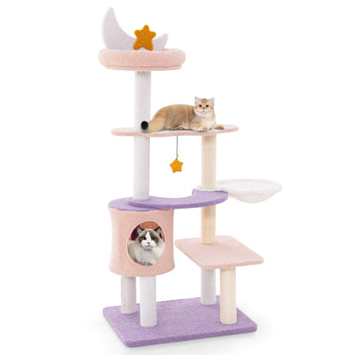 Multi-level Cat Tower with Sisal Covered Scratching Posts-S