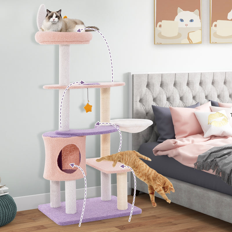 Multi-level Cat Tower with Sisal Covered Scratching Posts-S