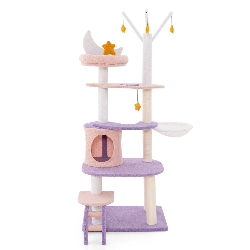 Multi-level Cat Tower with Sisal Covered Scratching Posts-M