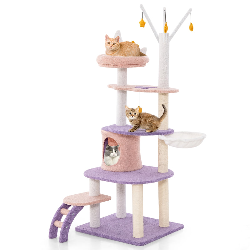 Multi-level Cat Tower with Sisal Covered Scratching Posts-M