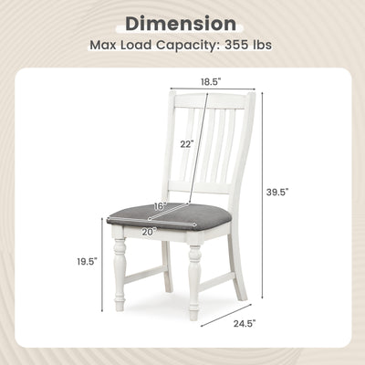 Set of 2 Dining Chairs Kitchen Side Chair with Solid Wood Legs-White