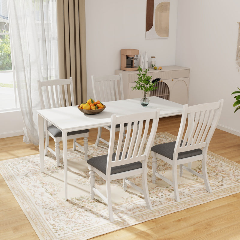 Set of 2 Dining Chairs Kitchen Side Chair with Solid Wood Legs-White