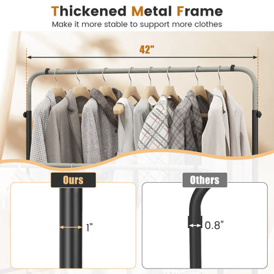 Double Rod Clothes Garment Rack with Adjustable Heights-Silver