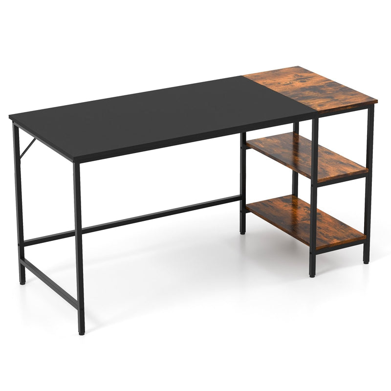 55 Inch Modern Computer Writing Desk with 2 Storage Shelves-Black