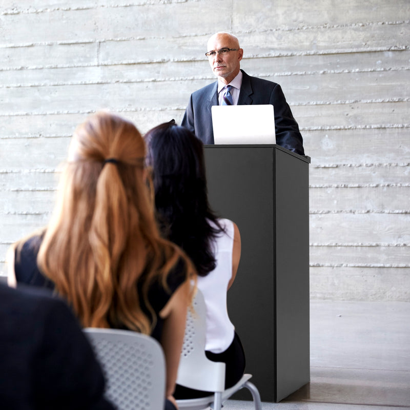 Wooden Floor Standing Podium Speaking Lectern-Black