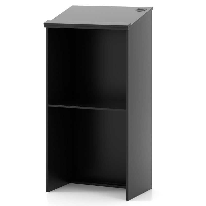 Wooden Floor Standing Podium Speaking Lectern-Black