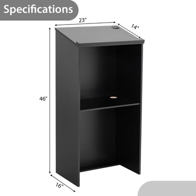 Wooden Floor Standing Podium Speaking Lectern-Black