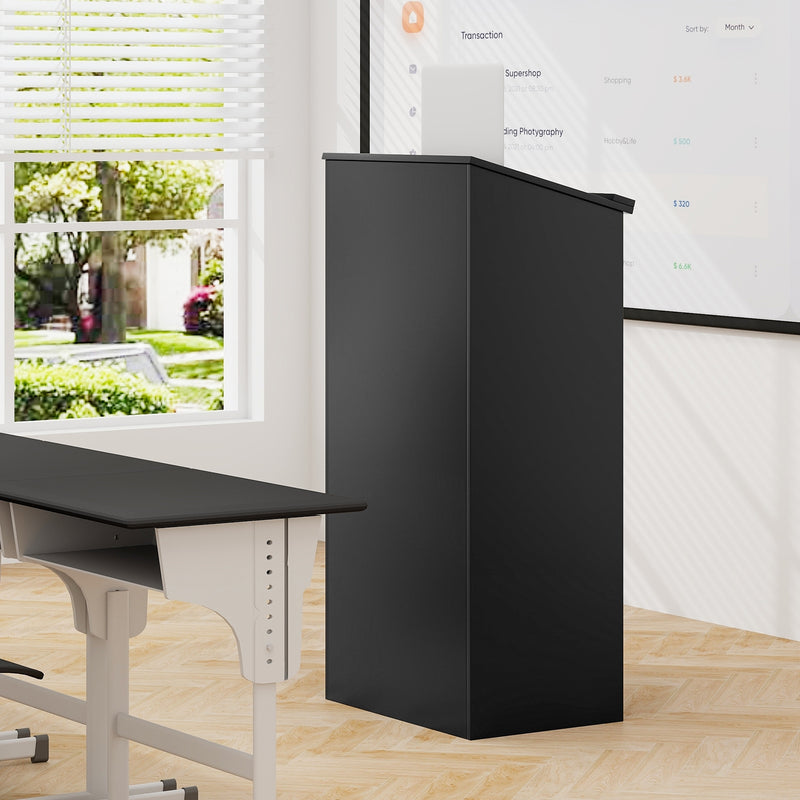 Wooden Floor Standing Podium Speaking Lectern-Black