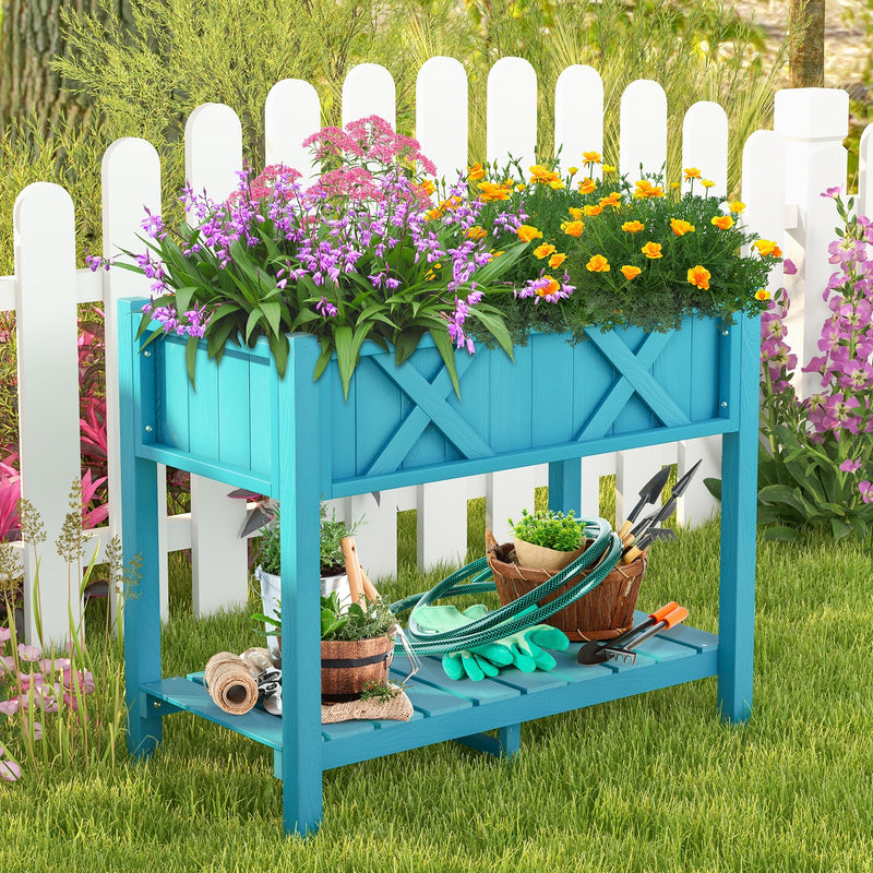 HIPS Raised Garden Bed Poly Wood Elevated Planter Box-Blue