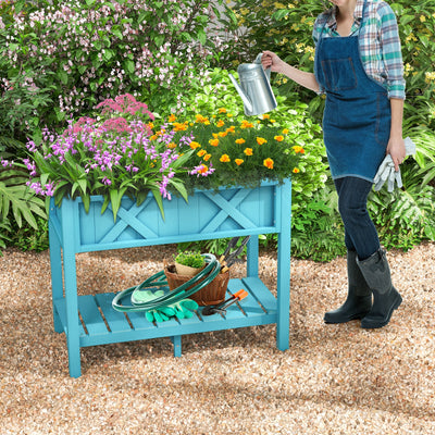 HIPS Raised Garden Bed Poly Wood Elevated Planter Box-Blue