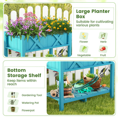 HIPS Raised Garden Bed Poly Wood Elevated Planter Box-Blue