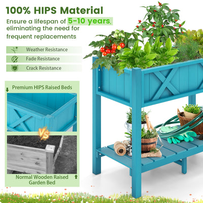 HIPS Raised Garden Bed Poly Wood Elevated Planter Box-Blue