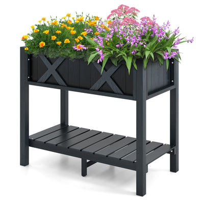 HIPS Raised Garden Bed Poly Wood Elevated Planter Box-Black