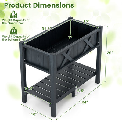 HIPS Raised Garden Bed Poly Wood Elevated Planter Box-Black