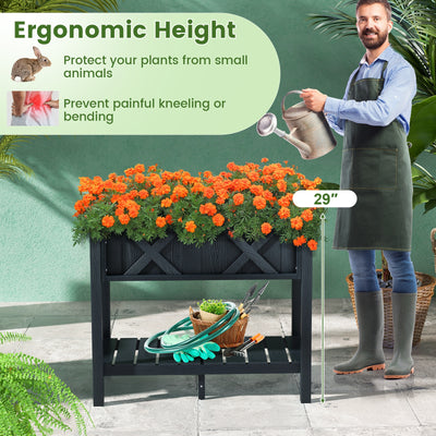 HIPS Raised Garden Bed Poly Wood Elevated Planter Box-Black