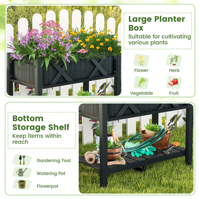 HIPS Raised Garden Bed Poly Wood Elevated Planter Box-Black