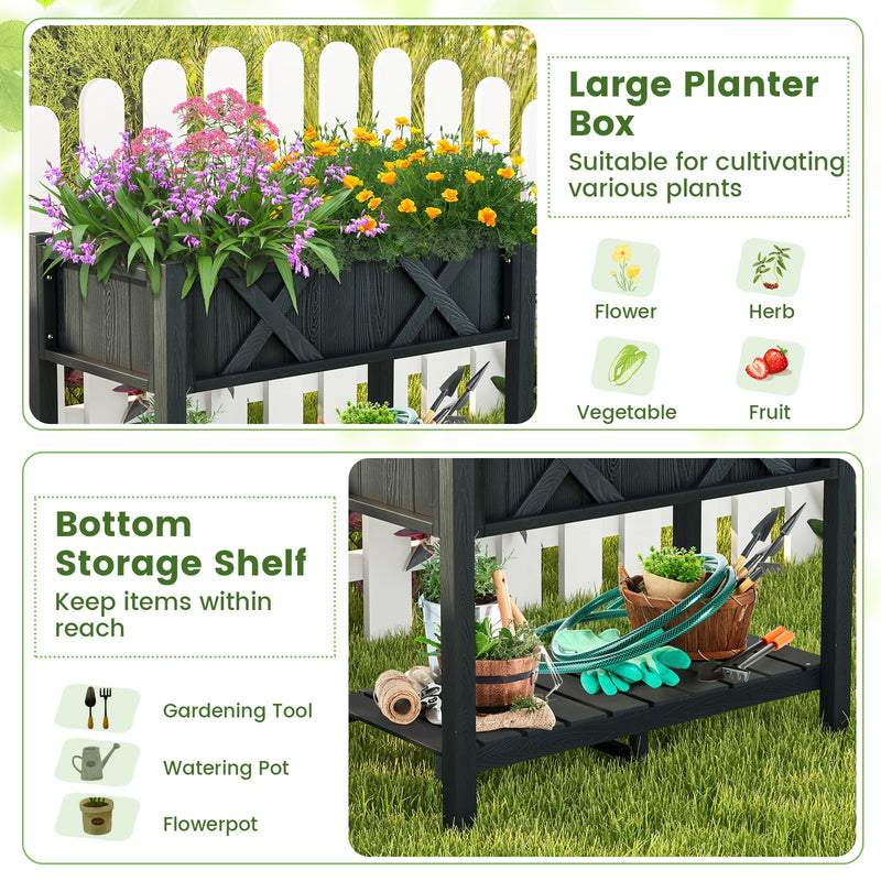 HIPS Raised Garden Bed Poly Wood Elevated Planter Box-Black