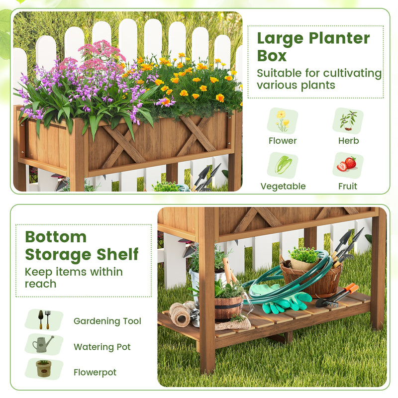 HIPS Raised Garden Bed Poly Wood Elevated Planter Box-Coffee