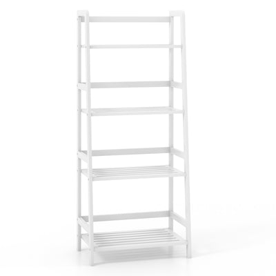 47.5 Inch 4-Tier Multifunctional Bamboo Bookcase Storage Stand Rack-White