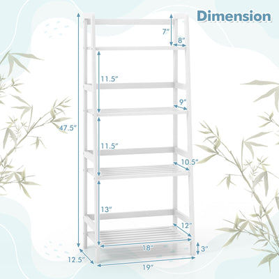 47.5 Inch 4-Tier Multifunctional Bamboo Bookcase Storage Stand Rack-White