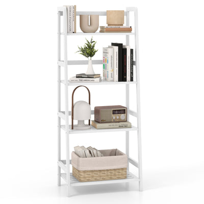 47.5 Inch 4-Tier Multifunctional Bamboo Bookcase Storage Stand Rack-White