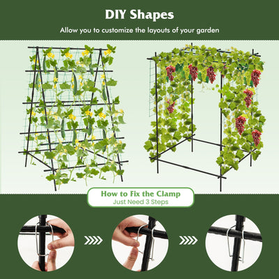 A-Frame Garden Cucumber Trellis with Netting for Climbing Plants Outdoor-Black