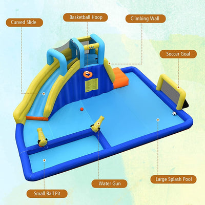 6-in-1 Inflatable Water Slides with Blower for Kids