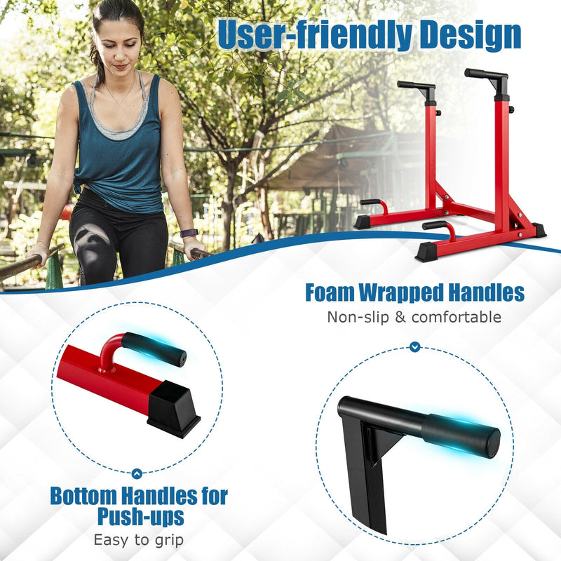 Adjustable Multi-function Dip-up Station for Power Training-Red